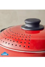 Marmite à Pâtes 20 cm avec Couvercle Égoutteur – Rouge – Image 3