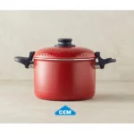 Marmite à Pâtes 20 cm avec Couvercle Égoutteur – Rouge