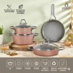 Ensemble Amboss Crystal 7 pièces en granit bicolore - Or rose