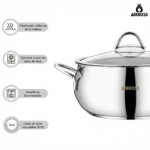 Ensemble de marmite 8 pièces en acier inoxydable Stone avec fond à induction – Image 5