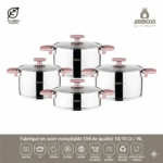 Amboss Enio 8 pièces en acier inoxydable or rose avec poignées en bakélite anti-chaleur