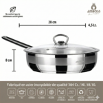 Poêle Amboss Sapphire en acier inoxydable avec couvercle, 28 x 8 cm – Image 2