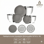 Ensemble de 9 pièces Amboss Satin en acier inoxydable multi-usages (bol et râpe), gris – Image 4