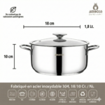 Ensemble de 8 pièces Amboss Cool en acier inoxydable à base induction avec couvercles en verre – Image 3