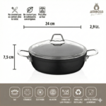 Poêle peu profonde antiadhésive Amboss Dark avec couvercle en verre - 24 x 7,5 cm – Image 4