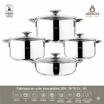 Ensemble de 8 pièces Amboss Cool en acier inoxydable à base induction avec couvercles en verre – Image 2