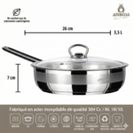 Poêle Amboss Saphire en acier inoxydable avec couvercle, 26 x 7 cm – Image 4