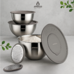Ensemble de 9 pièces Amboss Satin en acier inoxydable multi-usages (bol et râpe), gris