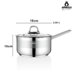 Casserole/pot à lait Amboss Saphire en acier inoxydable avec couvercle en verre, 18 cm – Image 3