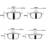 Ensemble de marmite 8 pièces en acier inoxydable Stone avec fond à induction – Image 2