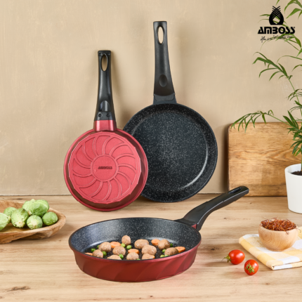 Ensemble de 3 poêles en fonte Vento - Rouge