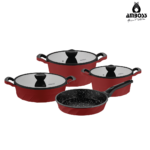 Ensemble de 7 pièces de casseroles et poêles en fonte Vento, rouge – Image 2